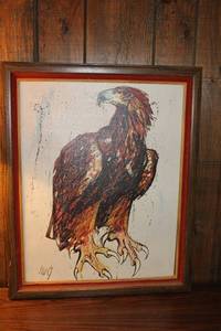 lot 147 image: Framed Artwork of a Majestic Eagle with Signature