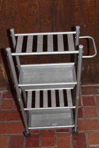 lot 158 image: Metal Rolling Utility Cart with Three Shelves