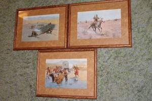 lot 178 image: Set of 3 Framed Frederic Remington Art Prints