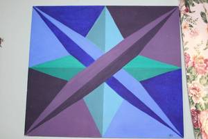 lot 200 image: Abstract Geometric Artwork in Bold Colors by Artist KJ