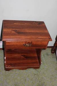 lot 224 image: Vintage Wooden Nightstand with Drawer and Shelf