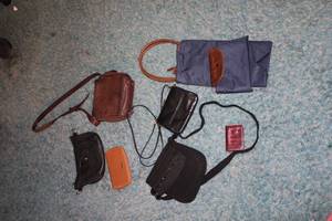 lot 228 image: Collection of 6 Mixed Leather and Fabric Handbags