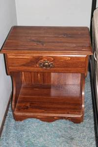 lot 245 image: Vintage Wooden Nightstand with Drawer and Shelf