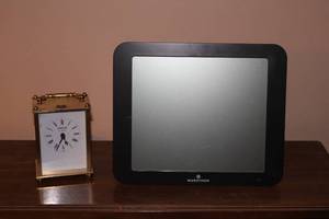 lot 252 image: Marathon Digital Clock with Jostens Brass Table Clock