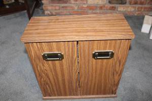 lot 282 image: Vintage VHS Tape Storage Cabinet with 20 Included VHS Tapes