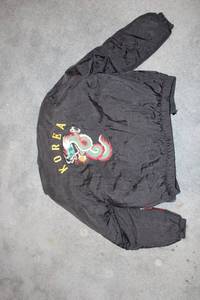 lot 284 image: Vintage Black Bomber Jacket with Dragon Embroidery and Korea Design