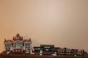 lot 291 image: Vintage Christmas Village Train Station Set with Accessories