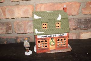 lot 300 image: Department 56 Dickens Village Series White Horse Bakery Building with Figurine