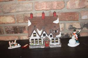 lot 308 image: Department 56 Dickens Village Wackford Squeers Boarding School with Winter Scene Figurines