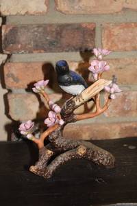lot 355 image: Limited Edition National Audubon Society Arthur Singer Blue Flycatcher Figurine with Cherry Blossoms