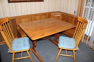 lot 406 image: Corner Dinette Set with Table and Two Chairs