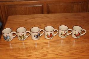 lot 436 image: Set of 6 Vintage Viking Handcrafted Butterfly Mugs