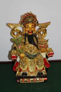lot 30 image: Fortune God Statue with Gold and Red Details