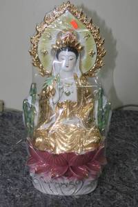 lot 116 image: Ornate Ceramic Buddha Figurine with Gold Detailing