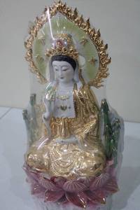 lot 117 image: Porcelain Quan Yin Statue with Gold Accents