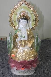 lot 138 image: Ceramic Figurine of Kwan Yin with Gold Accents