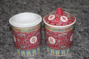 lot 143 image: Set of 3 Vintage Chinese Porcelain Tea Caddies with Lids