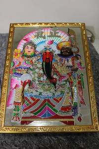 lot 161 image: Framed Chinese Art with Religious Figures in Gold Frame