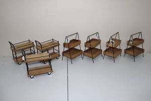 lot 178 image: Set of 8 Wooden Display Carts with Metal Frame