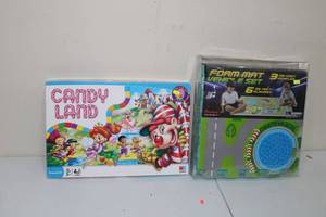 lot 193 image: Candy Land Board Game and Foam Mat Vehicle Set