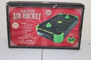 lot 195 image: Tabletop Air Hockey Game - Neon Edition with Accessories