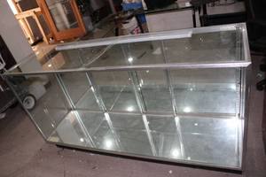 lot 197 image: Glass Display Case with Metal Frame and Light Fixture