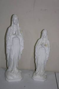 lot 200 image: Set of 2 White Ceramic Virgin Mary Statues