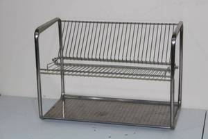 lot 235 image: Stainless Steel Dish Drying Rack with Dual Tiers