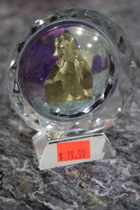 lot 256 image: Glass Paperweight with Gold-Tone Religious Icon
