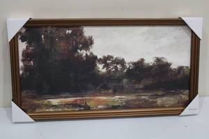 lot A-261 image: Framed Landscape Canvas Watercolor Painting