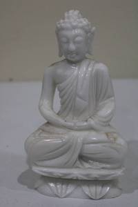 lot 265 image: Carved White Buddha Statue in Seated Position