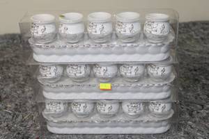 lot 273 image: Set of 10 Ceramic Egg Holders with Floral Pattern
