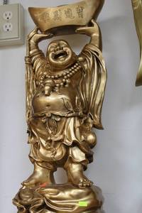 lot 291 image: Large Gold Laughing Buddha Figurine for Home Decor