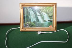 lot A-1 image: Lighted Framed Wall Art with Scenic Waterfall Design