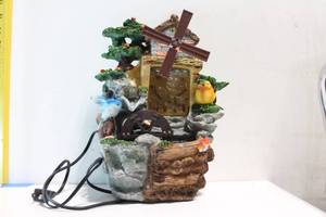 lot 387 image: Decorative Tabletop Water Fountain with Birds and Waterwheel