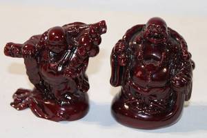 lot 433 image: Lot of 2 Vintage Laughing Buddha Figurines - Decorative Collectibles