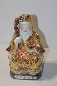 lot 443 image: Ceramic Figurine of Taoist Deity with Golden Accents