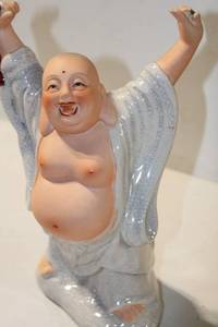 lot 473 image: Vintage Laughing Buddha Figurine with Crackle Finish