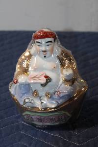 lot 504 image: Ceramic Figure of Happy Buddha with Floral Design