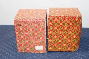 lot 505 image: Set of Two Colorful Porcelain Lucky Money Boxes