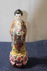 lot 547 image: Antique Chinese Porcelain Figure of Buddha on Lotus Base