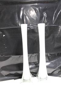 lot 568 image: Pair of Elegant White Glass Vases - 16 inches Tall