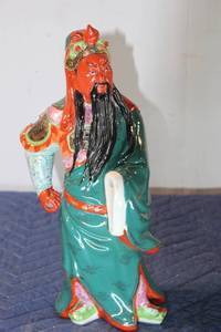 lot 571 image: Vintage Chinese Ceramic Warrior Figurine with Detailed Costume