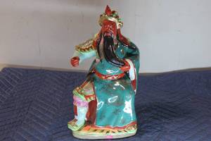 lot 591 image: Chinese Traditional Figure - Glazed Ceramic Warrior Statue