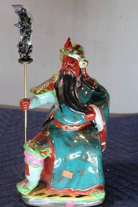 lot 592 image: Ceramic Figurine of a Chinese Warrior with Dragon Sword