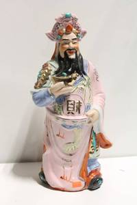 lot 619 image: Chinese Ceramic Figurine of Caishen, God of Wealth, 12 Inches Tall
