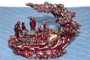 lot 694 image: Chinese Antique Style Resin Sculpture - Group of Figures with Bonsai Tree Design