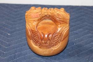 lot 695 image: Handcrafted Wooden Percussion Instrument with Intricate Design
