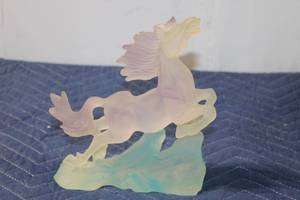 lot 704 image: Frosted Glass Figurine of a Galloping Horse