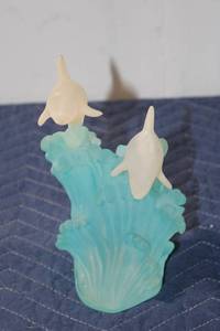 lot 705 image: Decorative Glass Dolphin Figurine on Ocean Wave